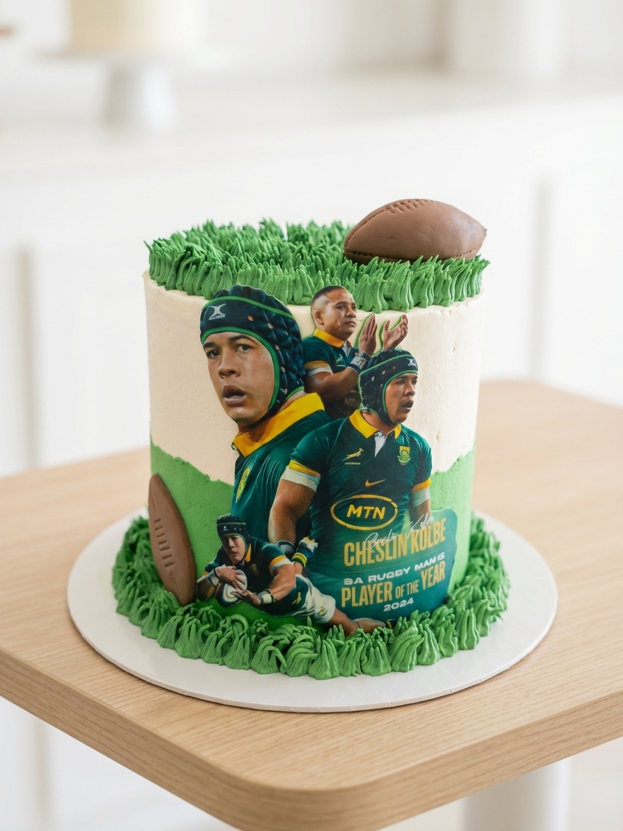 South African Springbok rugby themed birthday cake